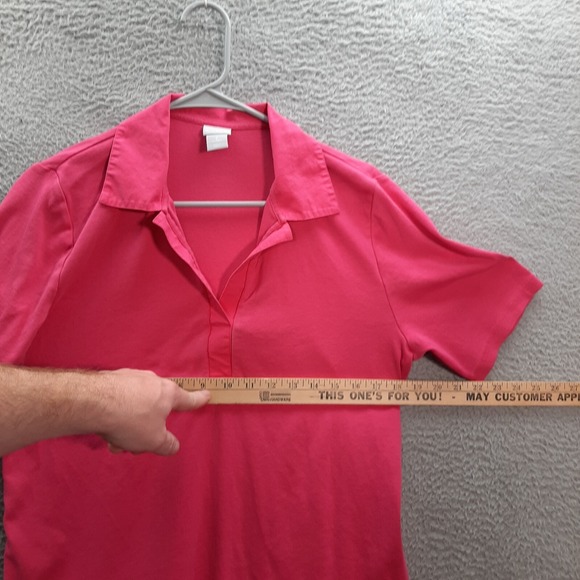 Chicos Shirt Womens 2 US Large Pink V Neck Short Sleeve Careerwear Preppy Casual - Picture 3 of 7